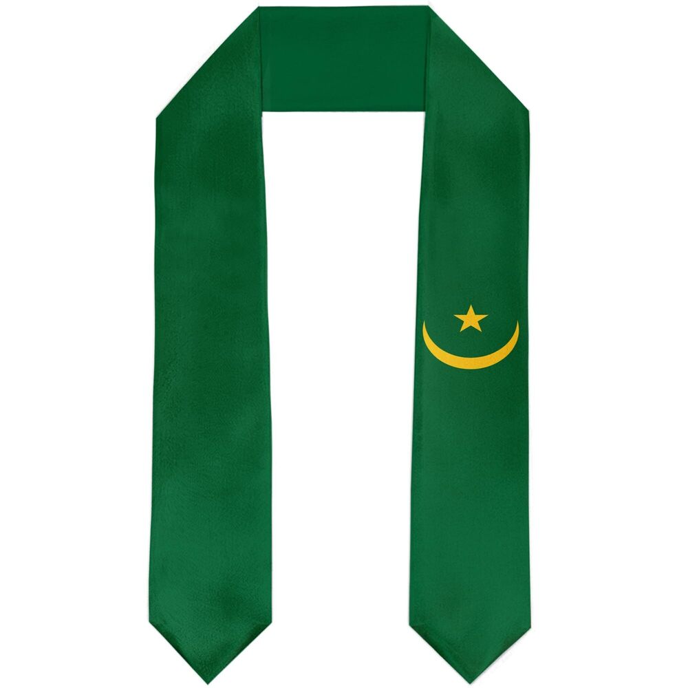 3160 Mauritania Flag Graduation Stole Satin Sash Scarf for Study Aboard